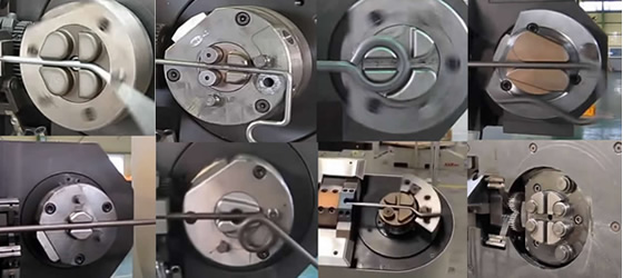 線材成型機多應用于汽車座椅骨架及消音器吊鉤成型、摩托車自行車后尾架和車筐成型,廚房衛浴置物架、冰箱洗碗機吊籃,商超手推車、貨架掛鉤、鐵藝成型、燈具等領域。 中德線材成型設備多用于汽車零部件加工、自行車車筐后尾架成型,廚衛置物架等